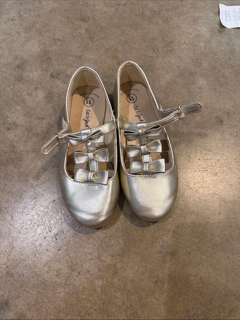 Cat & Jack Metallic Gold Bow Mary Jane Shoes for Kids